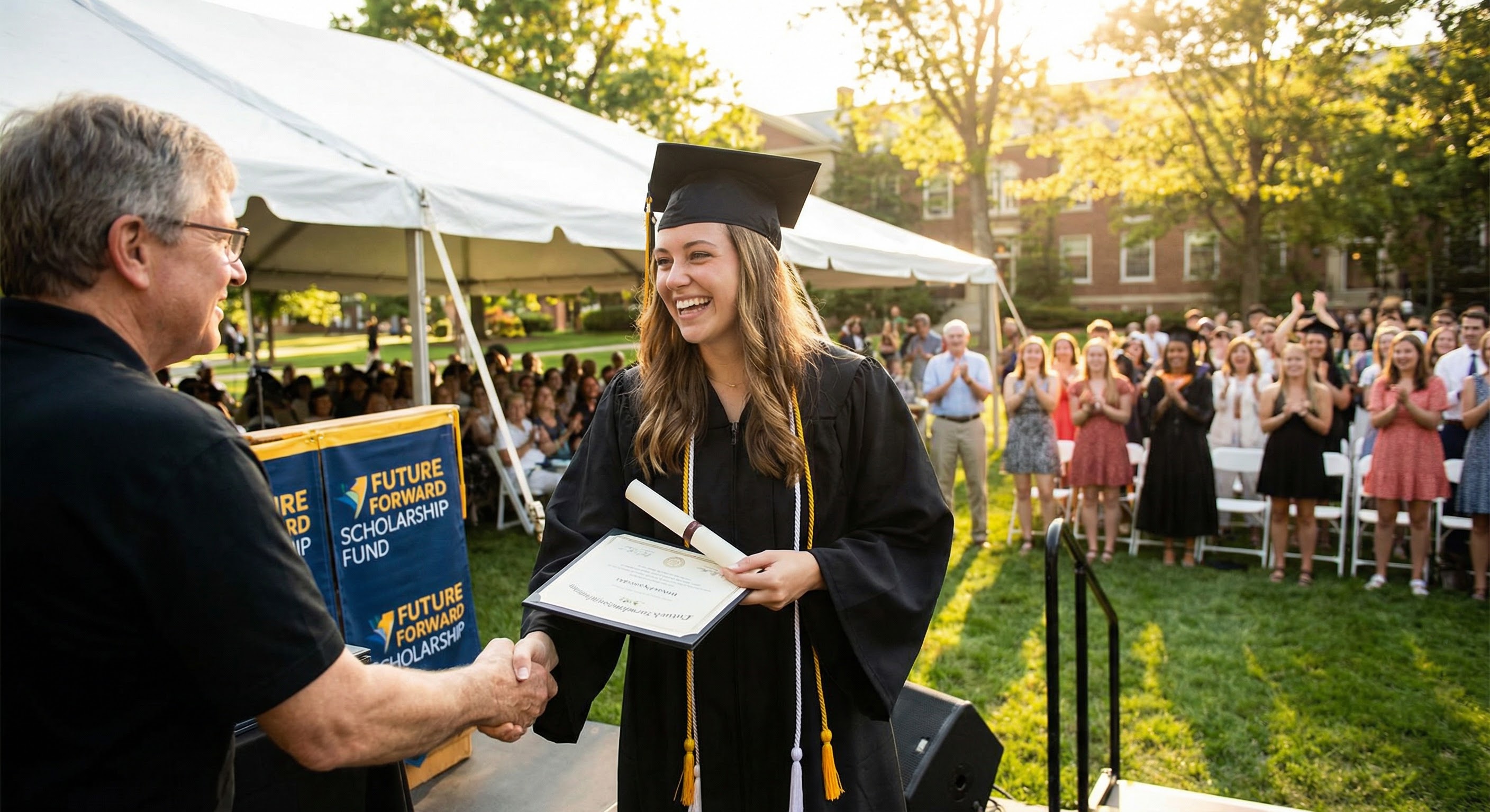 Graduate student receiving scholarship